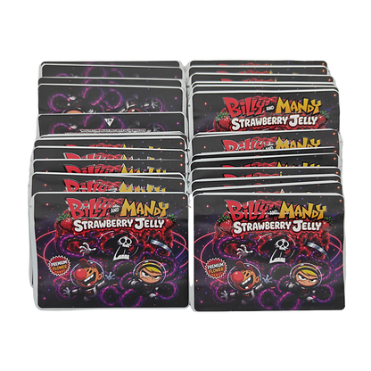 32 Pack – 7g Exotic Thick Sticker Mylar Bags – Premium Smell Proof - Billy and Mandy Strawberry Jelly