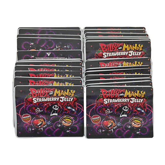 32 Pack – 7g Exotic Thick Sticker Mylar Bags – Premium Smell Proof - Billy and Mandy Strawberry Jelly