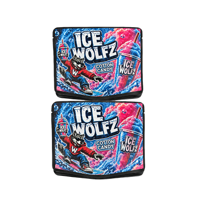 32 Pack – 7g Exotic Thick Sticker Mylar Bags – Premium Smell Proof - Ice Wolfz Cotton Candy