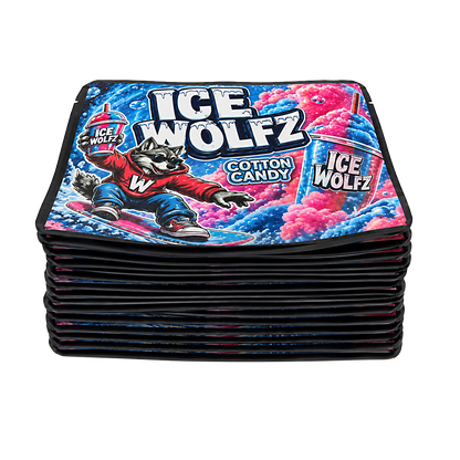 32 Pack – 7g Exotic Thick Sticker Mylar Bags – Premium Smell Proof - Ice Wolfz Cotton Candy
