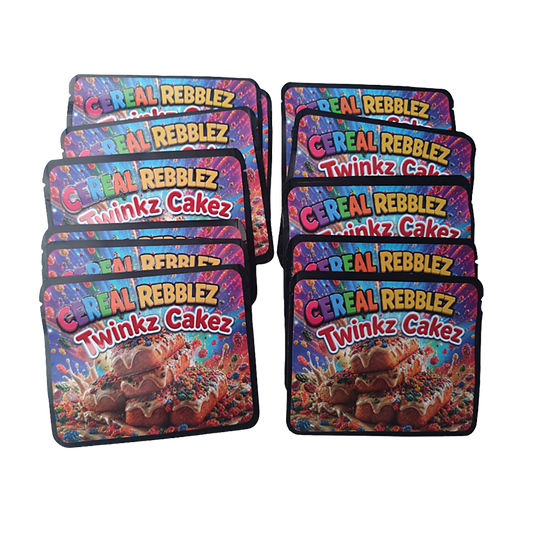32 Pack – 7g Exotic Thick Sticker Mylar Bags – Premium Smell Proof - Cereal Rebblez Twinkz Cakez