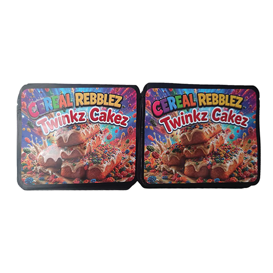 32 Pack – 7g Exotic Thick Sticker Mylar Bags – Premium Smell Proof - Cereal Rebblez Twinkz Cakez