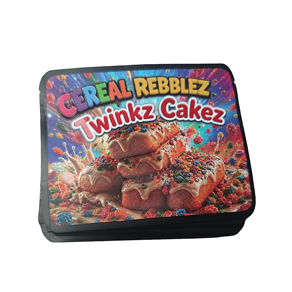 32 Pack – 7g Exotic Thick Sticker Mylar Bags – Premium Smell Proof - Cereal Rebblez Twinkz Cakez