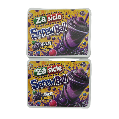 32 Pack – 7g Exotic Thick Sticker Mylar Bags – Premium Smell Proof - Za Sicle Screwball Grape Slushie