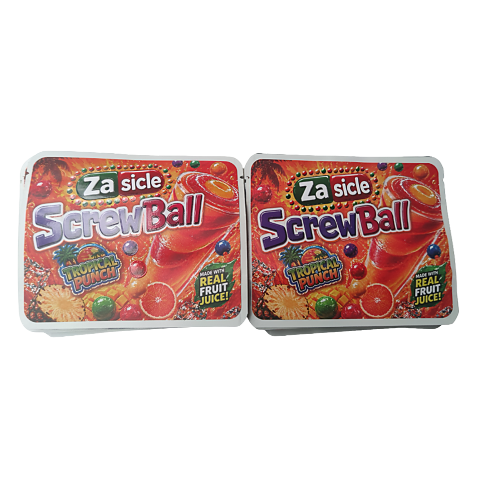 32 Pack – 7g Exotic Thick Sticker Mylar Bags – Premium Smell Proof - Za Sicle Screwball Tropical Punch