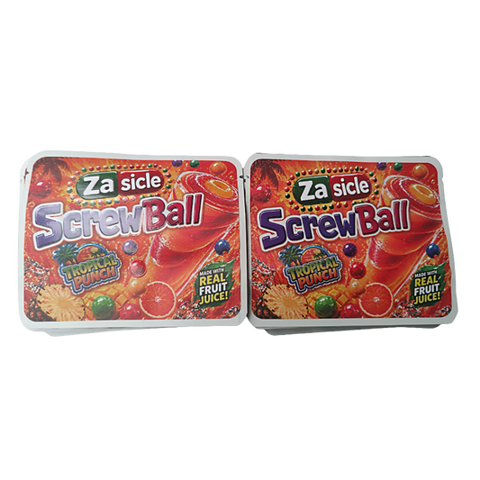 32 Pack – 7g Exotic Thick Sticker Mylar Bags – Premium Smell Proof - Za Sicle Screwball Tropical Punch
