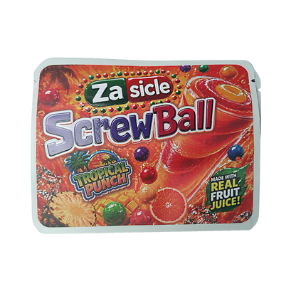 32 Pack – 7g Exotic Thick Sticker Mylar Bags – Premium Smell Proof - Za Sicle Screwball Tropical Punch