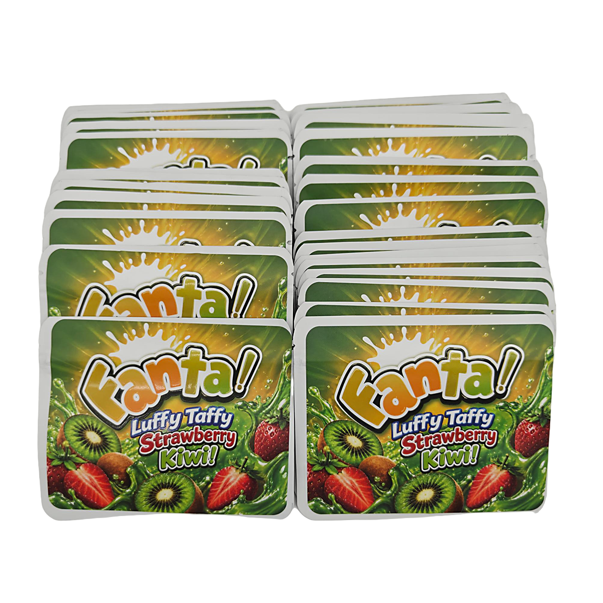 32 Pack – 7g Exotic Thick Sticker Mylar Bags – Premium Smell Proof - Fanta Luffy Taffy Strawberry Kiwi