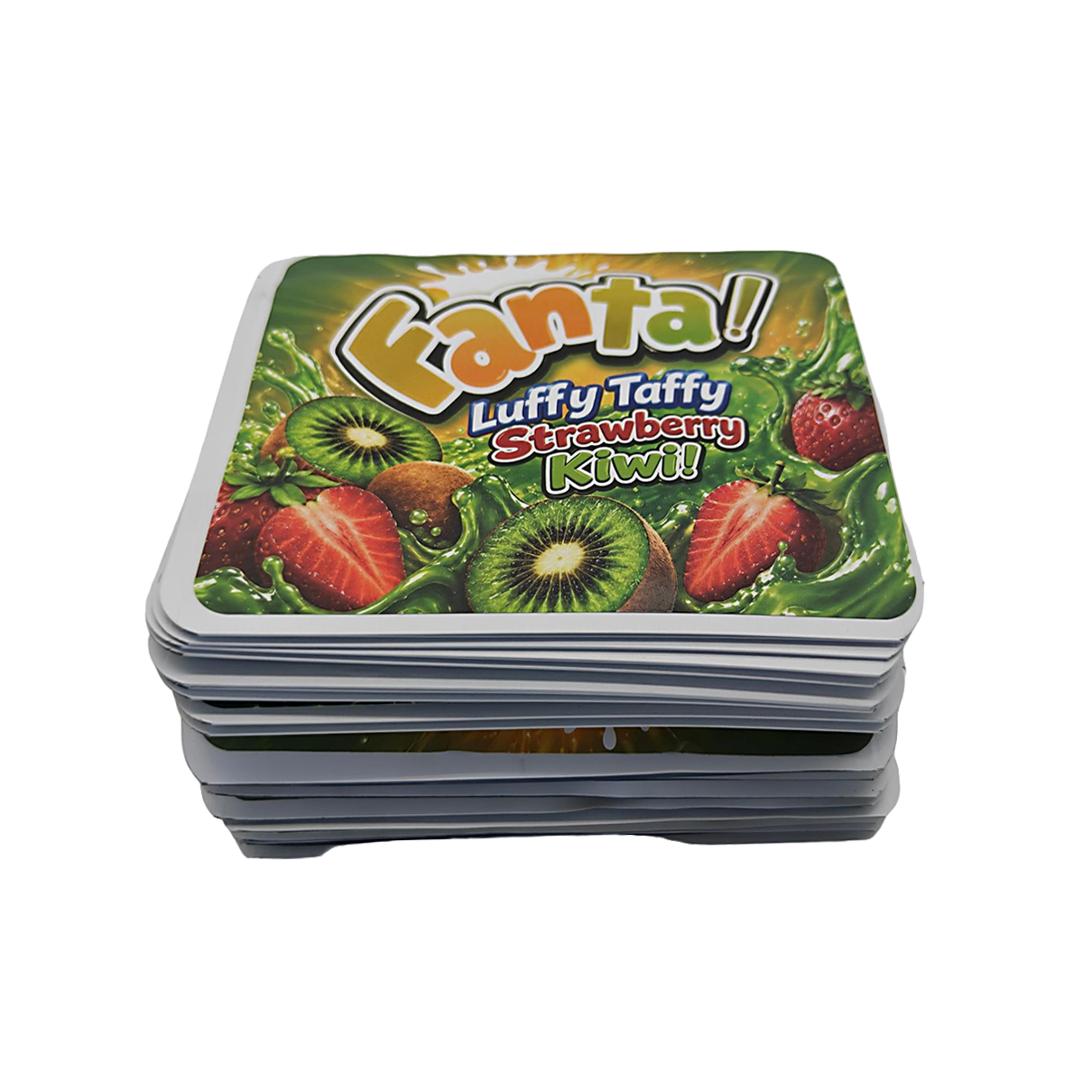 32 Pack – 7g Exotic Thick Sticker Mylar Bags – Premium Smell Proof - Fanta Luffy Taffy Strawberry Kiwi