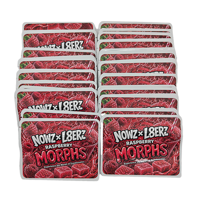 32 Pack – 7g Exotic Thick Sticker Mylar Bags – Premium Smell Proof - Nowz X L8erz Raspberry Morphs