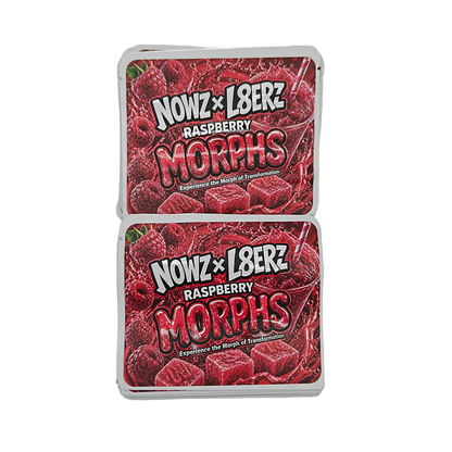 32 Pack – 7g Exotic Thick Sticker Mylar Bags – Premium Smell Proof - Nowz X L8erz Raspberry Morphs