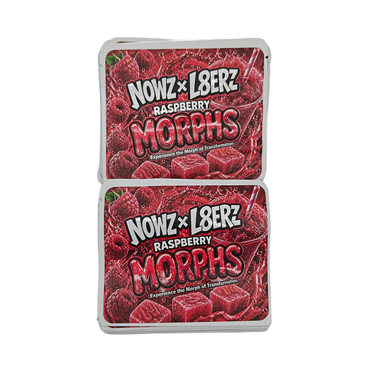 32 Pack – 7g Exotic Thick Sticker Mylar Bags – Premium Smell Proof - Nowz X L8erz Raspberry Morphs