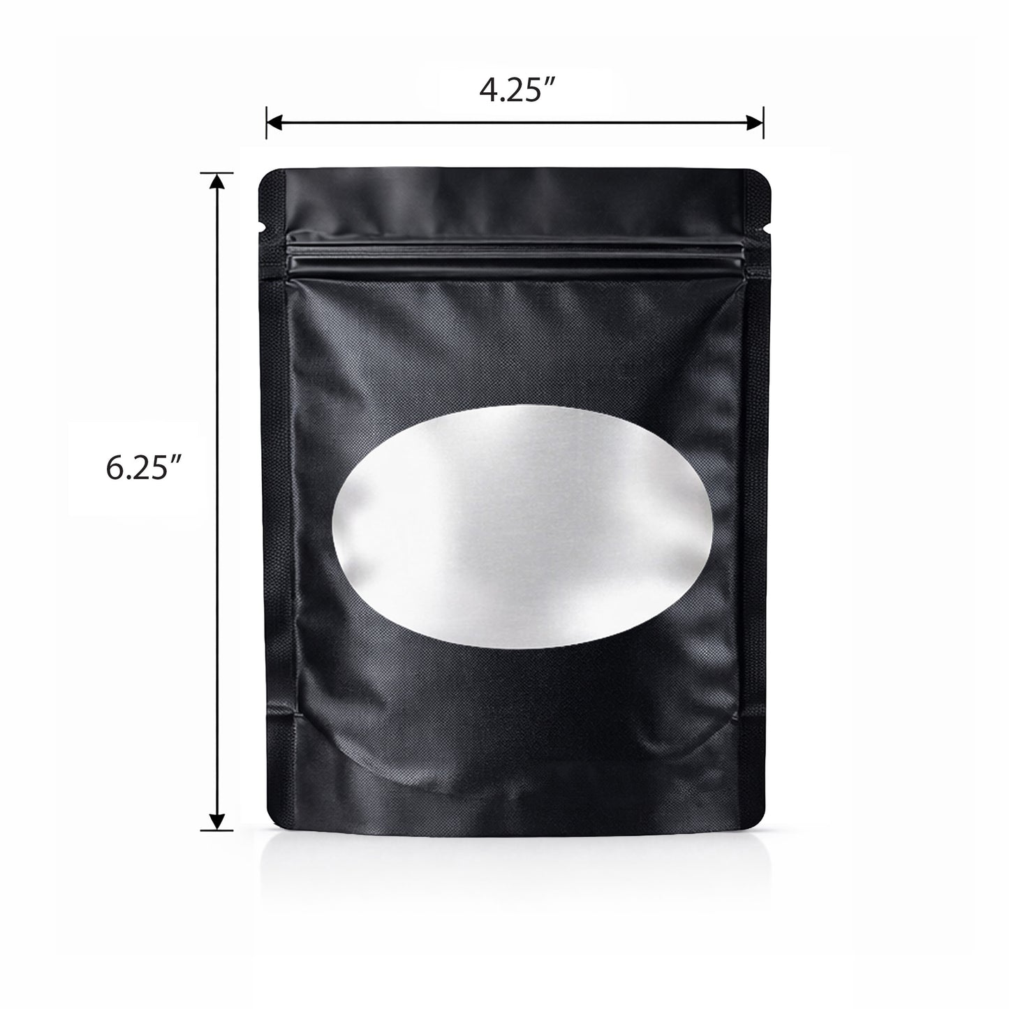 50 Pack - Med-Large Solid Color Zip-Seal Foil Pouches (4.25"x6.25") Oval Window Selection
