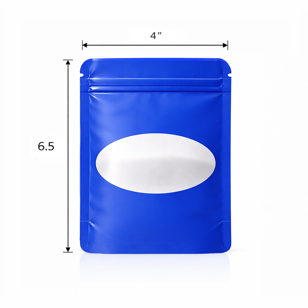 50 Pack - Med-Large Solid Color Zip-Seal Foil Pouches (4.25"x6.25") Oval Window Selection