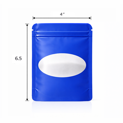 50 Pack - Med-Large Solid Color Zip-Seal Foil Pouches (4.25"x6.25") Oval Window Selection