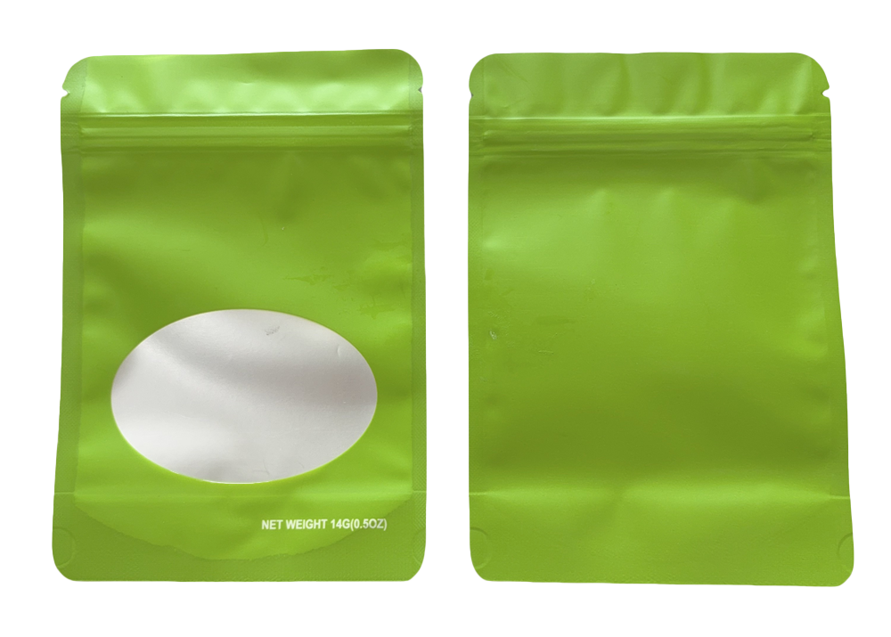 14g Solid Color Mylar Storage Bag - Green (50 Count)