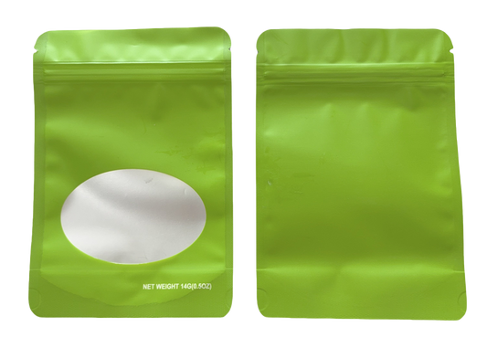 14g Solid Color Mylar Storage Bag - Green (50 Count)