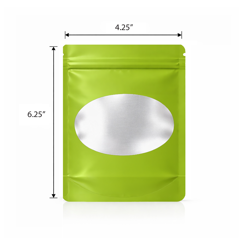 50 Pack - Med-Large Solid Color Zip-Seal Foil Pouches (4.25"x6.25") Oval Window Selection