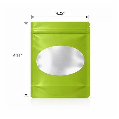 50 Pack - Med-Large Solid Color Zip-Seal Foil Pouches (4.25"x6.25") Oval Window Selection