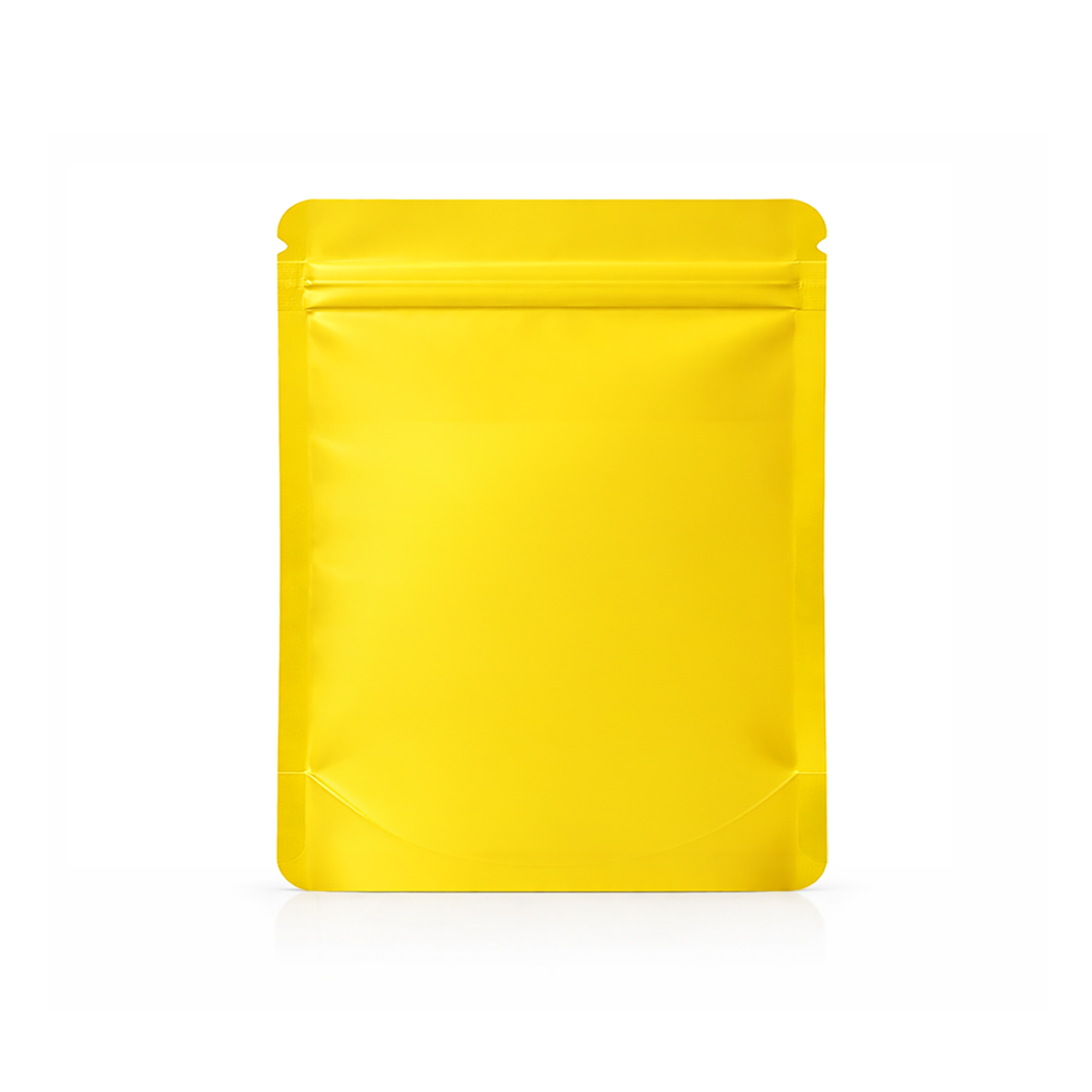 50 Pack – 14g Solid Color Mylar Bags with Oval Window - Yellow