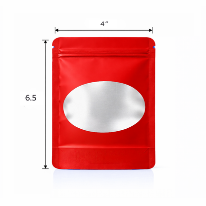 50 Pack - Med-Large Solid Color Zip-Seal Foil Pouches (4.25"x6.25") Oval Window Selection