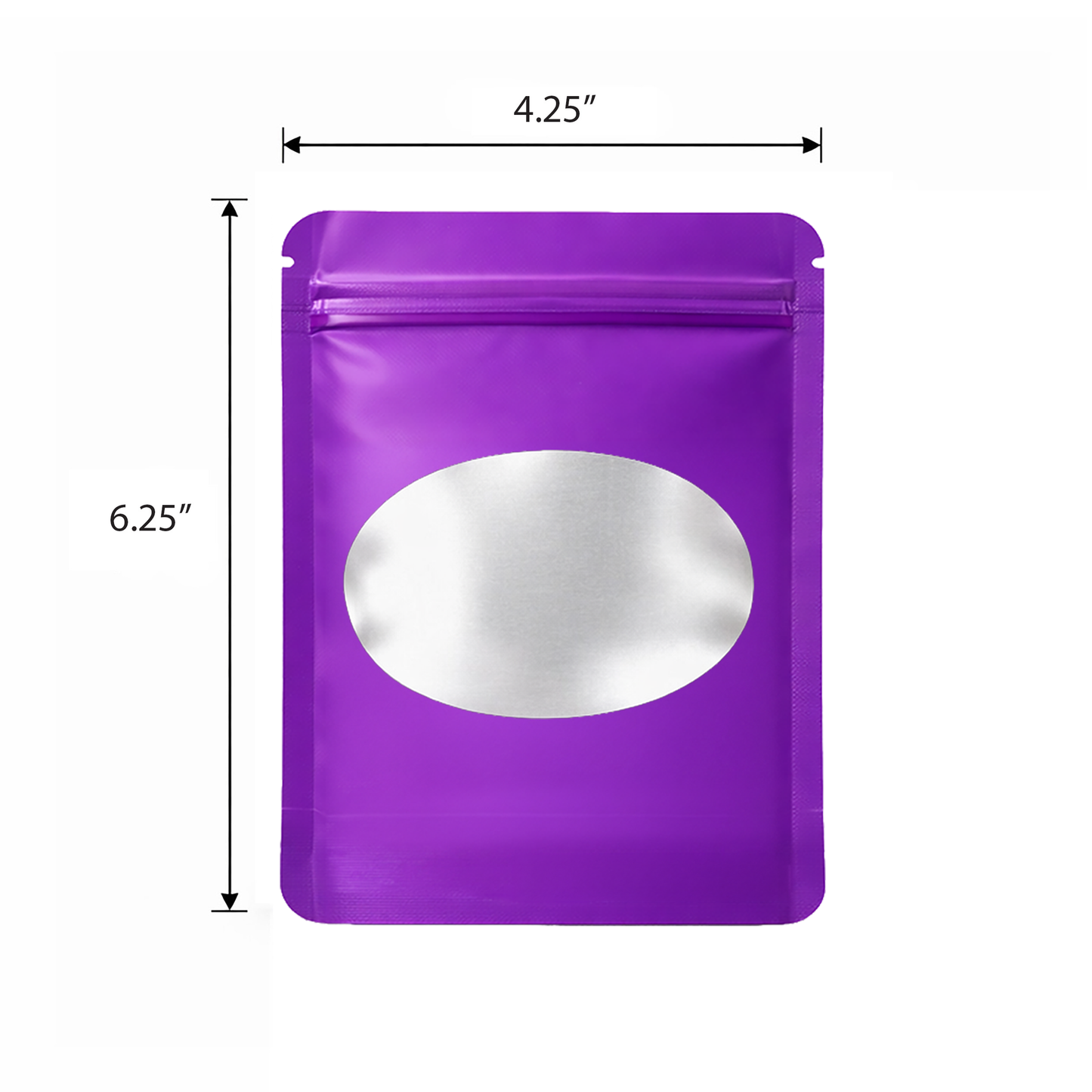 50 Pack - Med-Large Solid Color Zip-Seal Foil Pouches (4.25"x6.25") Oval Window Selection