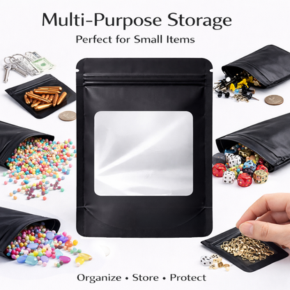 50 Pack - Med-Large Solid Color Zip-Seal Foil Pouches (4.25"x6.25") Square Style Selection