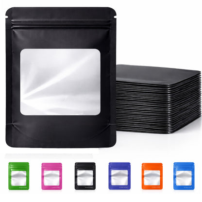 50 Pack - Med-Large Solid Color Zip-Seal Foil Pouches (4.25"x6.25") Square Style Selection