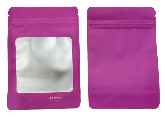14g Solid Color Window Mylar Storage Bag - Pink (50 Count)
