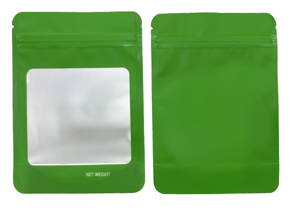 14g Solid Color Window Mylar Storage Bag - Green (50 Count)