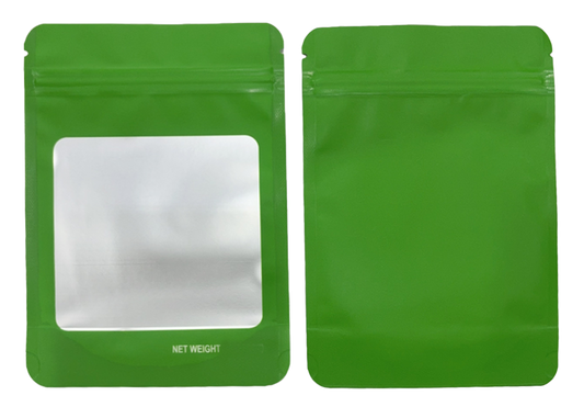 14g Solid Color Window Mylar Storage Bag - Green (50 Count)