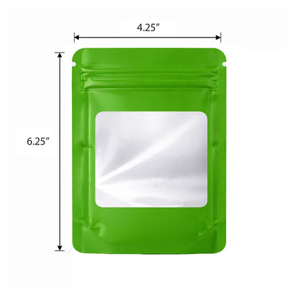 50 Pack - Med-Large Solid Color Zip-Seal Foil Pouches (4.25"x6.25") Square Style Selection