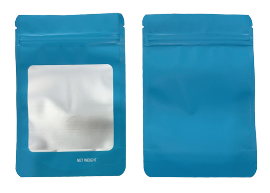 14g Solid Color Window Mylar Storage Bag - Light Blue (50 Count)