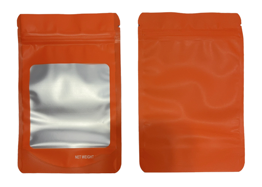 14g Solid Color Window Mylar Storage Bag - Orange (50 Count)