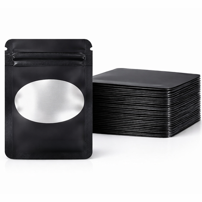 100 Pack - Mini Solid Color Zip-Seal Foil Pouches (2.6"x3") Oval Style Selection