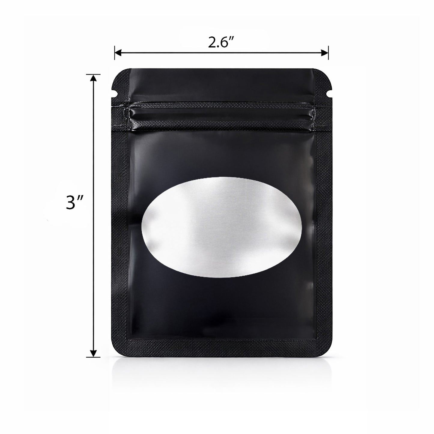 100 Pack - Mini Solid Color Zip-Seal Foil Pouches (2.6"x3") Oval Style Selection