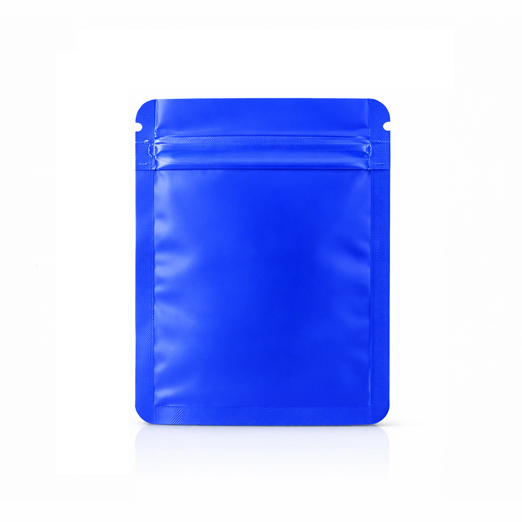 100 Pack – 1g Solid Color Mylar Bags with Oval Window - Royal Blue