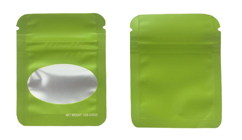 1g Solid Color Mylar Storage Bag - Green (100 Count)