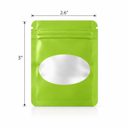 100 Pack - Mini Solid Color Zip-Seal Foil Pouches (2.6"x3") Oval Style Selection