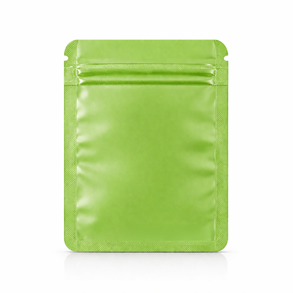 100 Pack – 1g Solid Color Mylar Bags with Oval Window - Green
