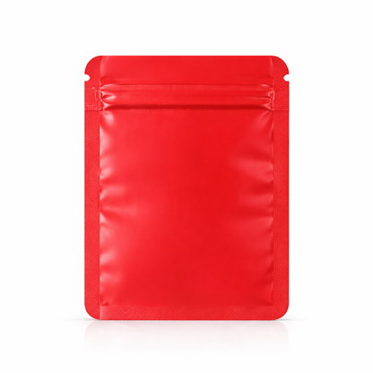 100 Pack – 1g Solid Color Mylar Bags with Oval Window - Red