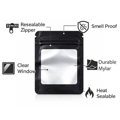 100 Pack - Mini Solid Color Zip-Seal Foil Pouches (2.6"x3.") Square Style Selection