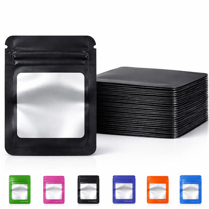 100 Pack - Mini Solid Color Zip-Seal Foil Pouches (2.6"x3.") Square Style Selection