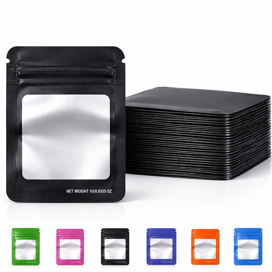 100 Pack - Mini Solid Color Zip-Seal Foil Pouches (2.6"x3.") Square Style Selection