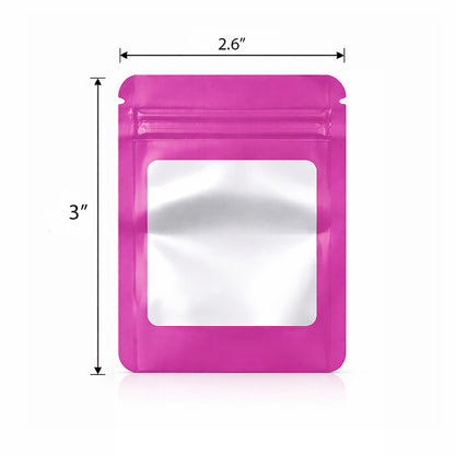 100 Pack - Mini Solid Color Zip-Seal Foil Pouches (2.6"x3.") Square Style Selection