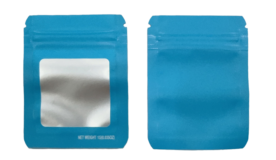 1g Solid Color Window Mylar Storage Bag - Light Blue (100 Count)