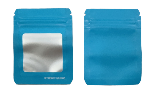 1g Solid Color Window Mylar Storage Bag - Light Blue (100 Count)