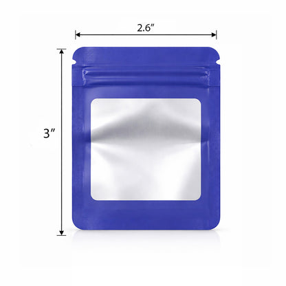 100 Pack - Mini Solid Color Zip-Seal Foil Pouches (2.6"x3.") Square Style Selection