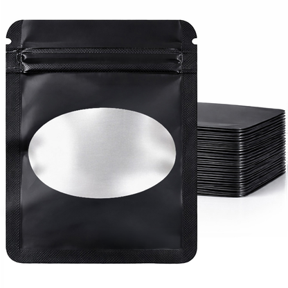 25 Pack - X-Large Solid Color Zip-Seal Foil Pouches (12"x15") Oval Window Selection