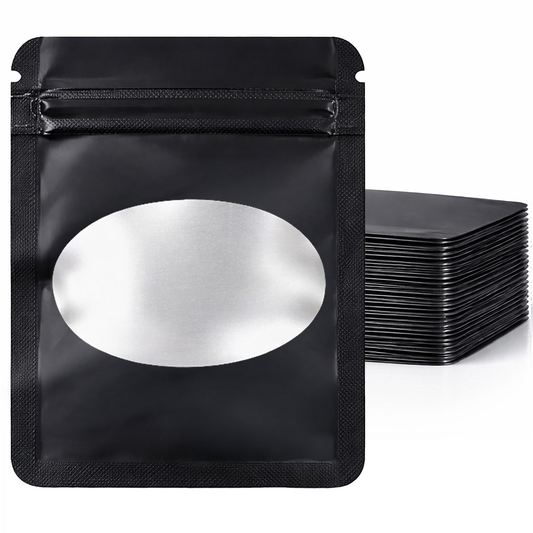 25 Pack - X-Large Solid Color Zip-Seal Foil Pouches (12"x15") Oval Window Selection